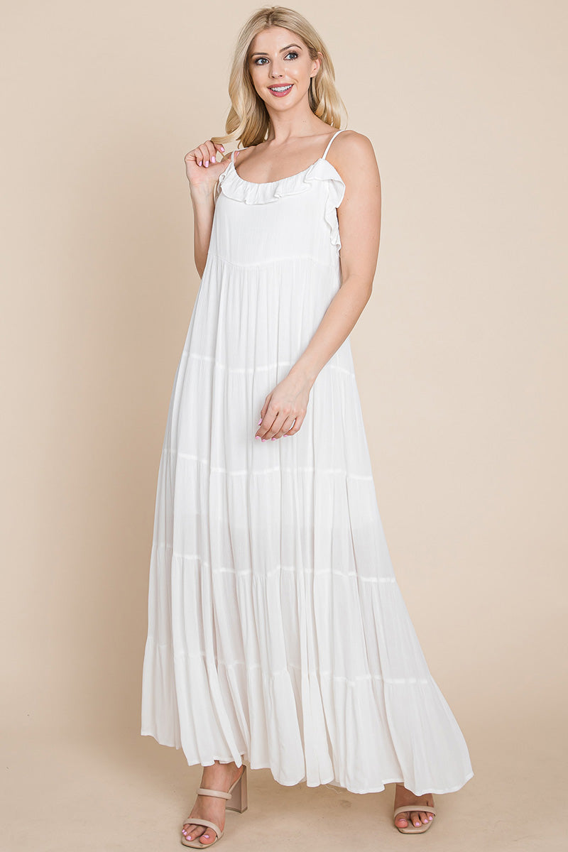 Tiered Tie Strap Cami Maxi Dress - My Store