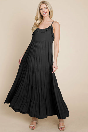 Tiered Tie Strap Cami Maxi Dress - My Store