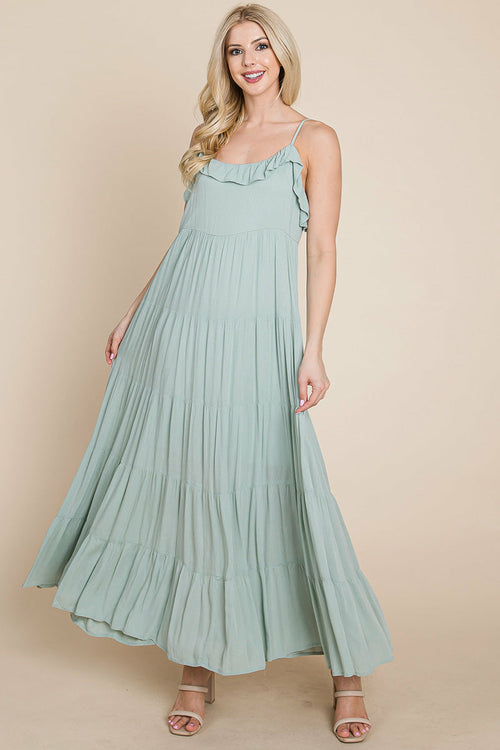 Tiered Tie Strap Cami Maxi Dress - My Store