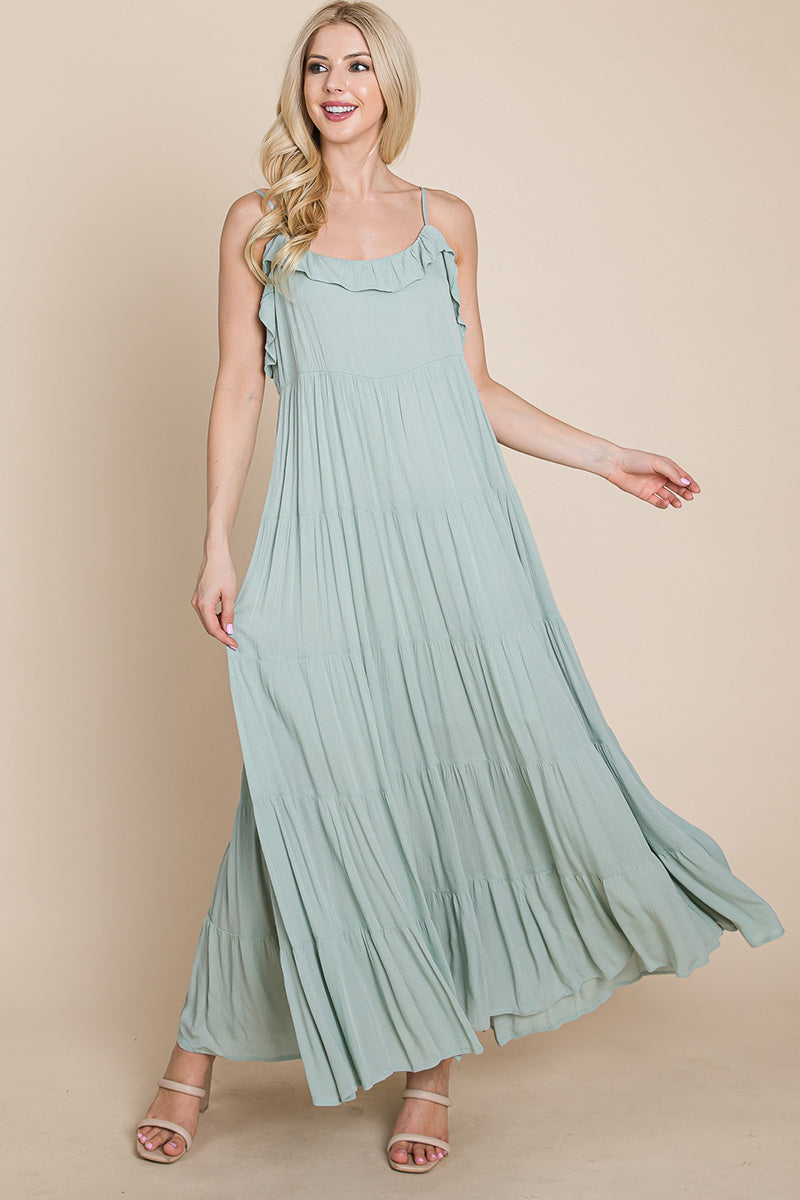 Tiered Tie Strap Cami Maxi Dress - My Store