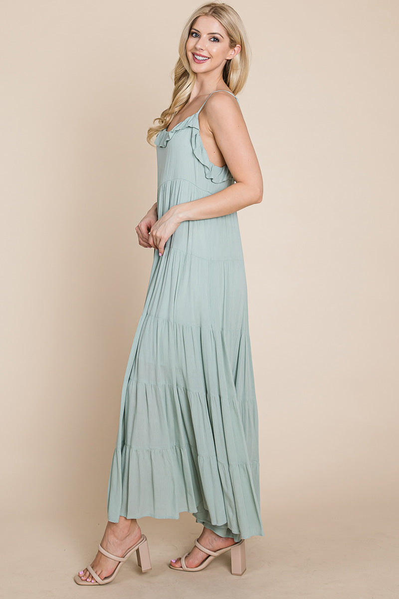 Tiered Tie Strap Cami Maxi Dress - My Store