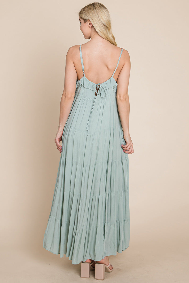 Tiered Tie Strap Cami Maxi Dress - My Store