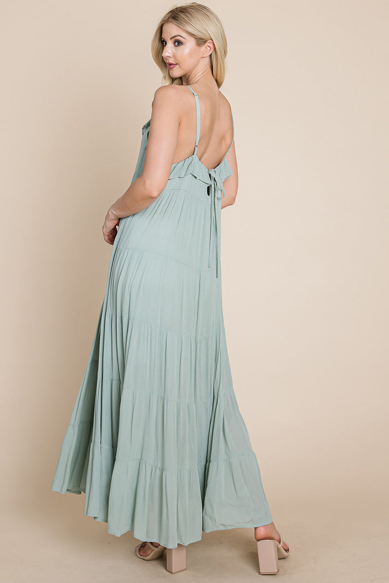 Tiered Tie Strap Cami Maxi Dress - My Store