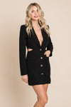 Cut Out Lapel Neck Button Up Blazer Dress - My Store