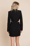 Cut Out Lapel Neck Button Up Blazer Dress - My Store