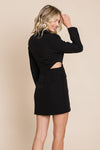 Cut Out Lapel Neck Button Up Blazer Dress - My Store