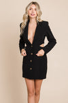 Cut Out Lapel Neck Button Up Blazer Dress - My Store