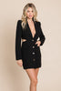 Cut Out Lapel Neck Button Up Blazer Dress - My Store