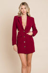 Cut Out Lapel Neck Button Up Blazer Dress - My Store