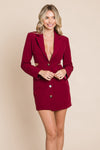 Cut Out Lapel Neck Button Up Blazer Dress - My Store