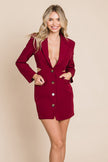 Cut Out Lapel Neck Button Up Blazer Dress - My Store