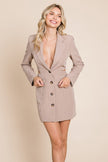 Cut Out Lapel Neck Button Up Blazer Dress - My Store