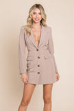 Cut Out Lapel Neck Button Up Blazer Dress - My Store