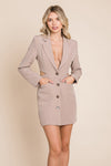 Cut Out Lapel Neck Button Up Blazer Dress - My Store