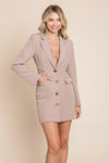 Cut Out Lapel Neck Button Up Blazer Dress - My Store