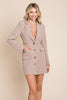 Cut Out Lapel Neck Button Up Blazer Dress - My Store