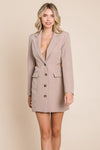 Cut Out Lapel Neck Button Up Blazer Dress - My Store