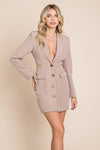 Cut Out Lapel Neck Button Up Blazer Dress - My Store