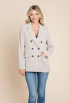 Double Breasted Lapel Collar Jacket Blazer - My Store