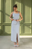 Bella Vita Set in Light Grey | Linen Crop Top and Midi Skirt - My Store