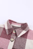 Red Plaid Color Block Buttoned Long Sleeve Shirt Jacket with Pocket - My Store