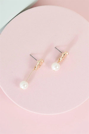 Gold & Pearl Asymmetrical Drop Earrings - My Store