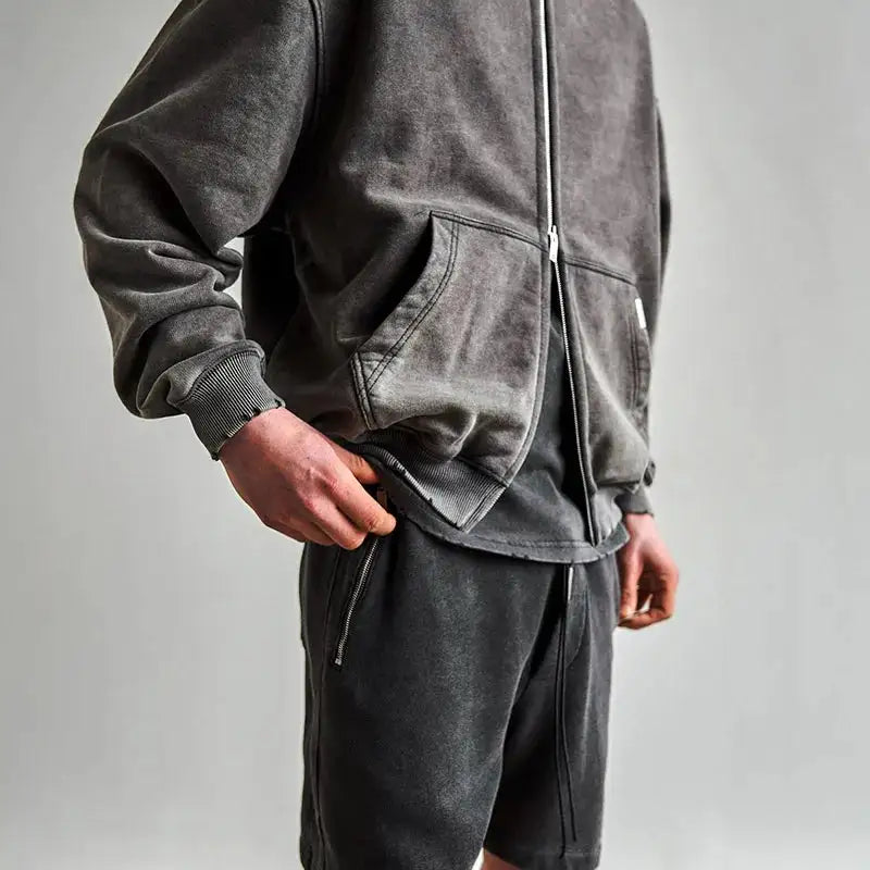 Vintage Wash Zip-Up Hoodie - My Store