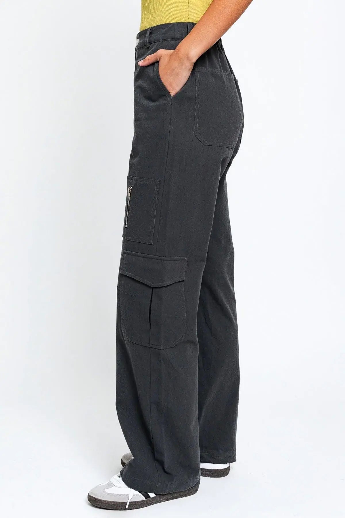 High Waisted Wide Leg Pockets Cargo Pants - My Store