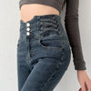 Skinny Pencil Jeans Four Buttons Vintage High Waist Women Slim Stretch - My Store