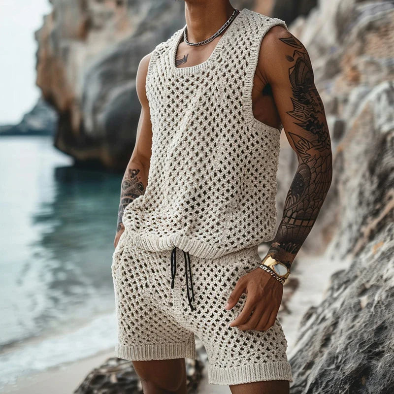 New Summer Men Knitted Two Piece Set Shorts set -Sexikinis Swim - My Store