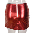 Red Women's Puffer Skirts Metallic Shiny Warm Quilted Mini Skirt - My Store