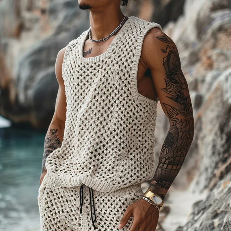 New Summer Men Knitted Two Piece Set Shorts set -Sexikinis Swim - My Store