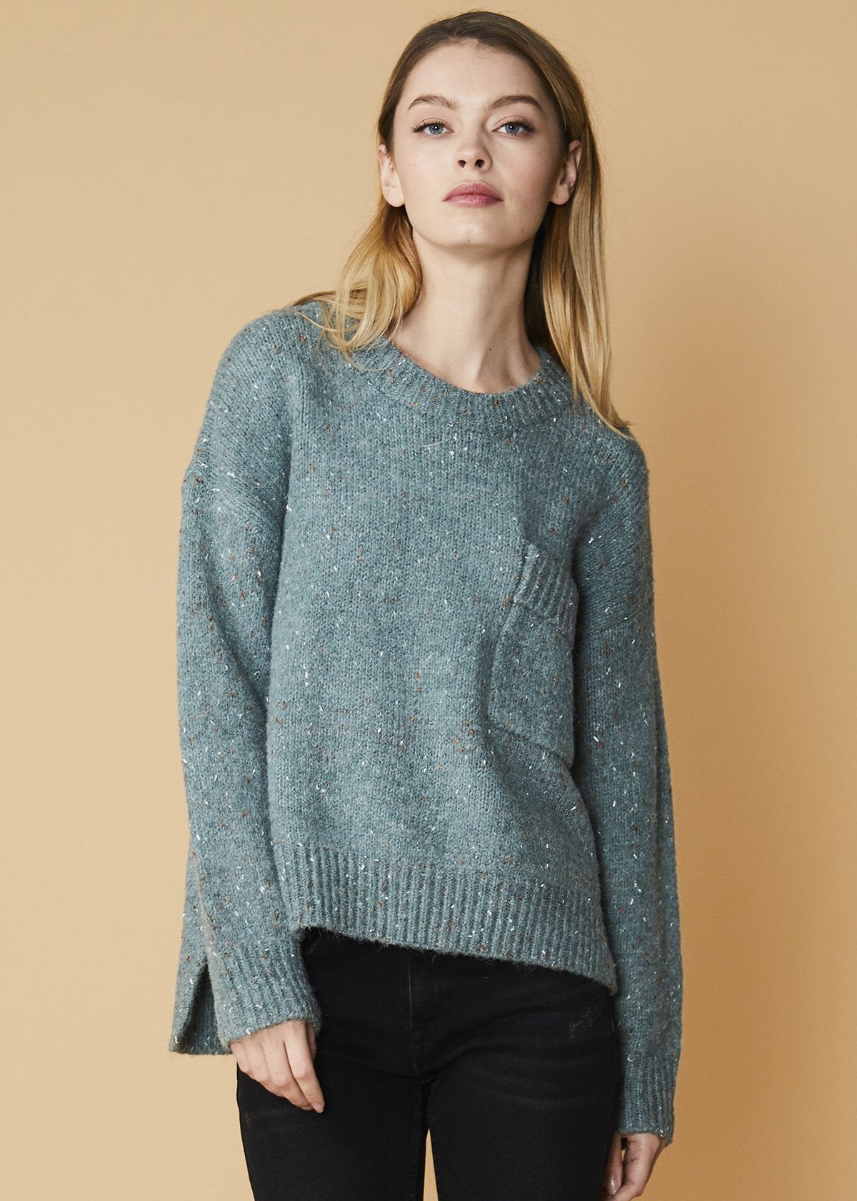 Women's Crewneck Pocket Front Sweater in Fall Sage - My Store