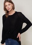 Women's Wrap Hem Sweater In Black - My Store