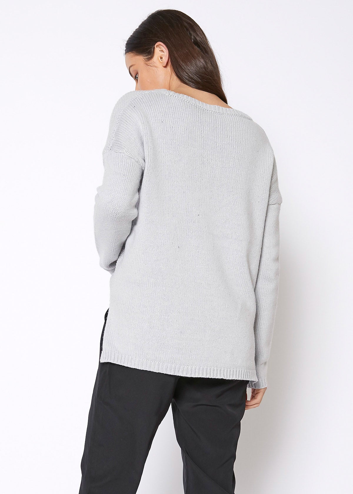 Women's Eyelet Cutout Hi Lo Sweater - My Store