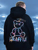 High Street Graffiti Bear Print Men's Fleece Hoodie - My Store