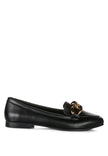 Chunky Metal Chain Faux Leather Loafers - My Store