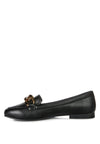 Chunky Metal Chain Faux Leather Loafers - My Store