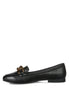 Chunky Metal Chain Faux Leather Loafers - My Store