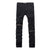 Zippered Holes Elastic Trend Denim Pants - My Store