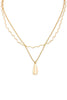 Two Layer gold Flat Teardrop Pendant Wavy Necklace