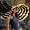 SOLANA Oversized Striped Straw Hat in Black & Natural - My Store