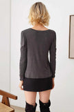 Charcoal Ruched Detail Long Sleeve Top - My Store