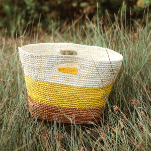 Sayan Raffia Tote Bag, in Yellow & Beige - My Store