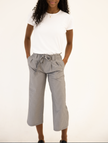 DT Izzy Belted Striped Palazzo pants - grey and white - My Store