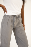 DT Izzy Belted Striped Palazzo pants - grey and white - My Store