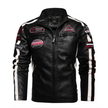 Mens Biker Vegan Leather Jacket With Badges - My Store