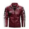 Mens Biker Vegan Leather Jacket With Badges - My Store