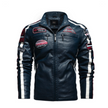 Mens Biker Vegan Leather Jacket With Badges - My Store