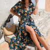 Women Wrap Style Summer Floral Dress With Ruffles - My Store